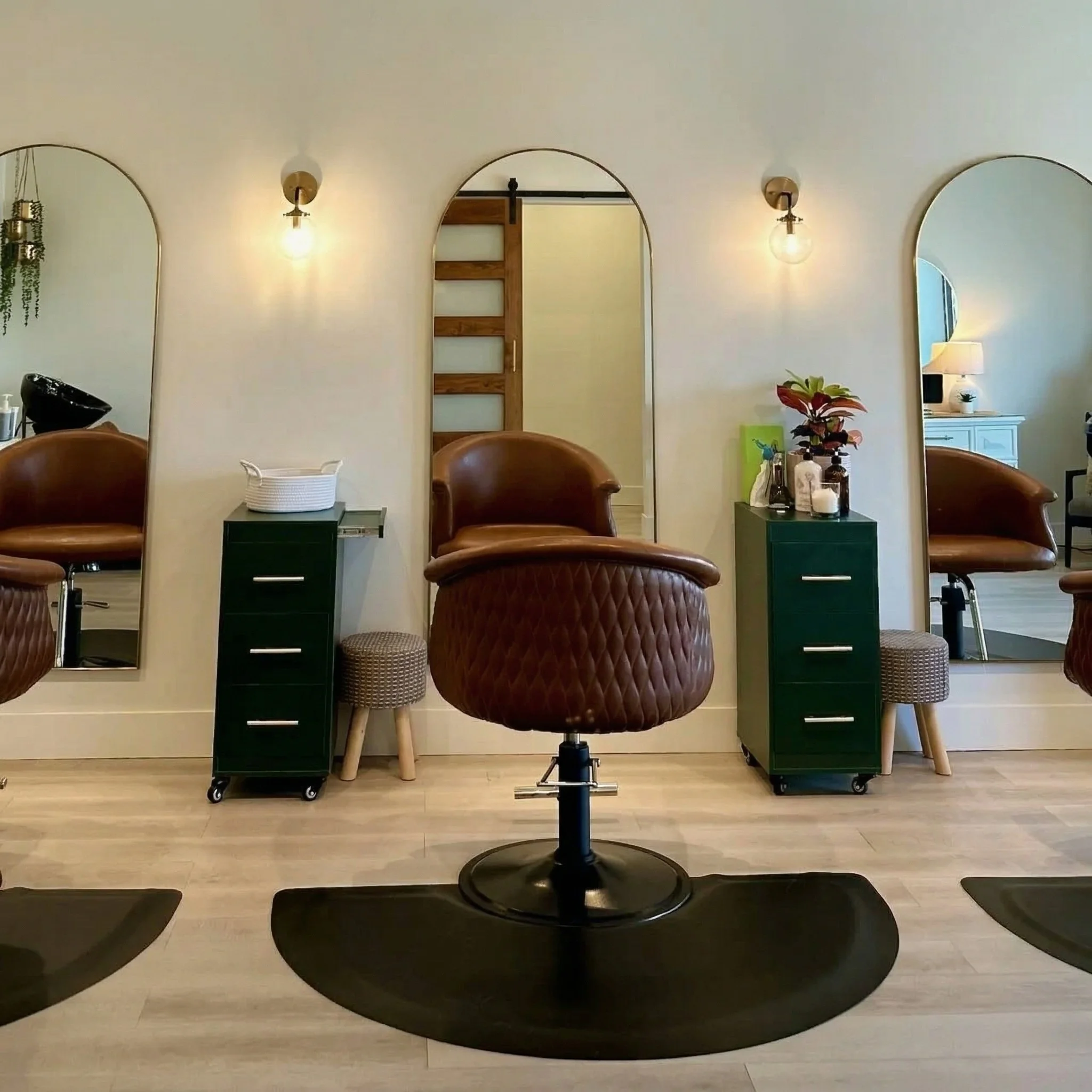 Fringe + Foil salon interior with three styling stations